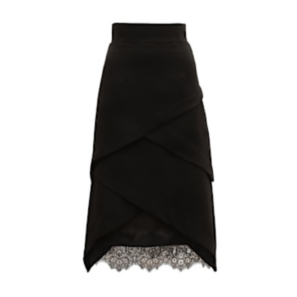 Julia Allert Sophisticated High-Waisted Skirt With Lace Hem NWT